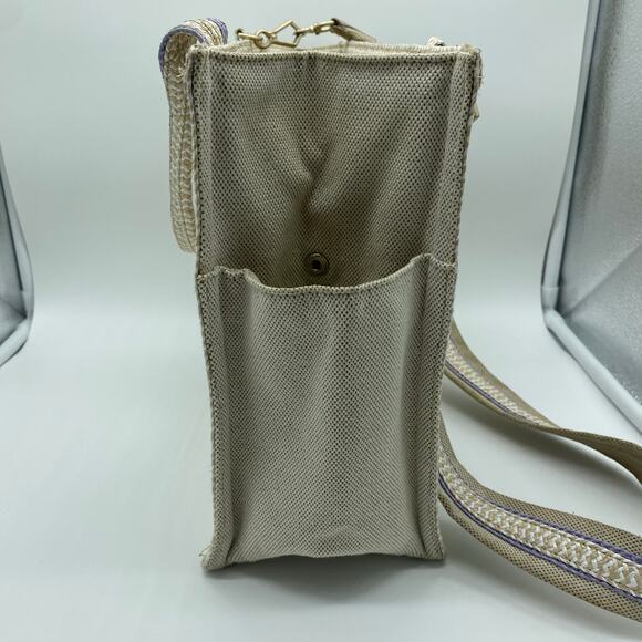 Eric Javits New York Lil Côte d’Azur Beige Purple Tote Bag Canvas Shoulder Bag - Picture 4 of 14